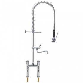 Pre-rinse unit PREMIUM hood handle tap head 3/4" tap two hole connection 1/2" hole distance 153mm