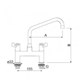 Mísicí baterie se dvěma otvory GEV PREMIUM horní díl keramického ventilu délka výpusti 150mm